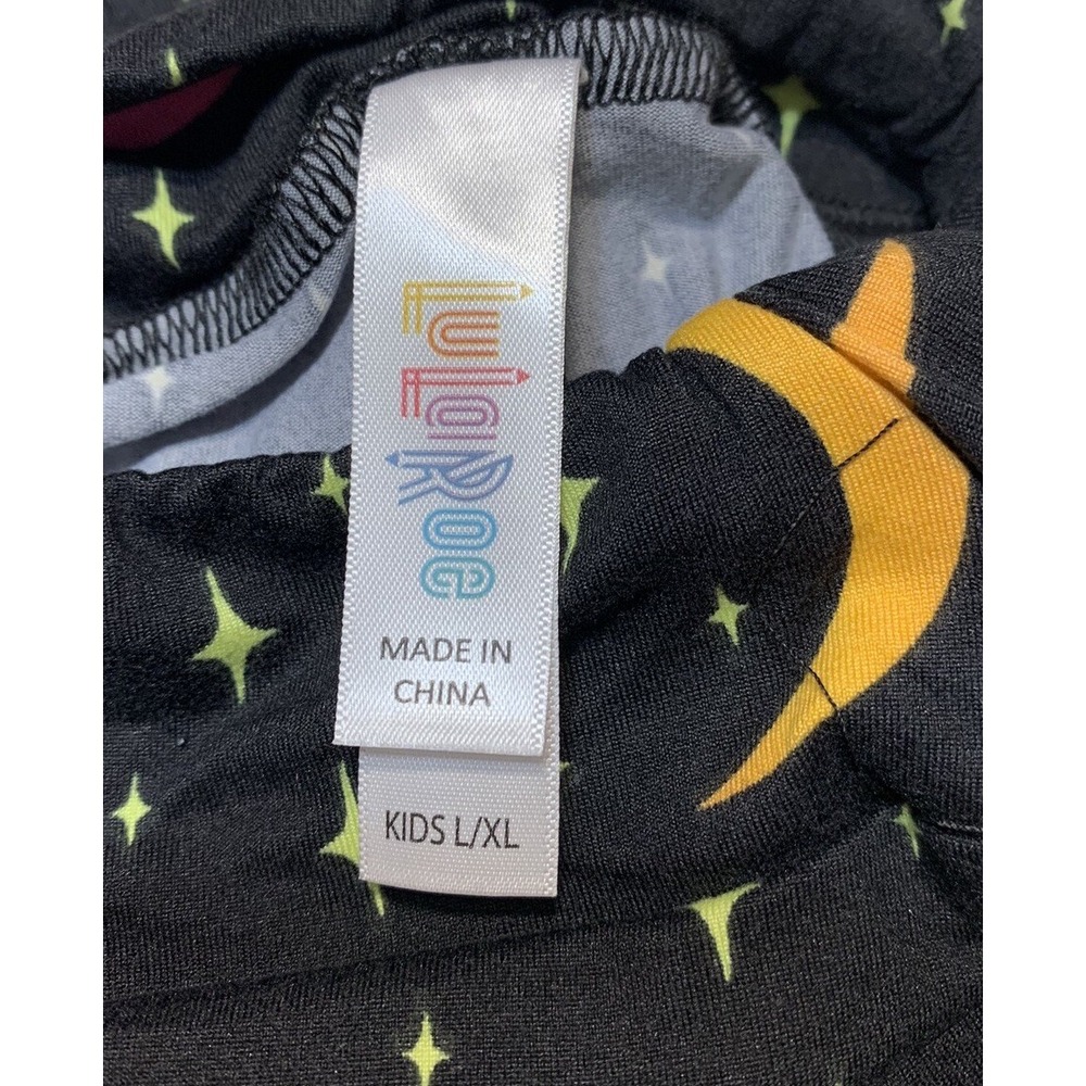 LuLaRoe Girls Leggings L/XL Black Pink Moons Stars Halloween Sizes 7-12 NWT - Picture 3 of 4